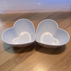 COPY - NWT Set of 2 Heart-Shaped White Bowls with Colorful Hearts